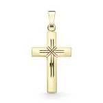 Anhänger Kreuz seidenmatt/diamantiert , Gelbgold 585 / 14K, Höhe 21 mm, Gewicht ca. 0,85 g