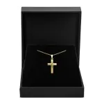 Anhänger Kreuz seidenmatt/diamantiert , Gelbgold 333 / 8K, Höhe 21 mm, Gewicht ca. 0,68 g
