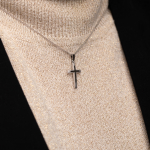 Anhänger Kreuz seidenmatt/diamantiert, Weißgold 333 / 8K, Höhe 21.0 mm, Gewicht ca. 0.67 g