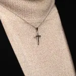 Anhänger Kreuz seidenmatt/diamantiert, Weißgold 333 / 8K, Höhe 21.0 mm, Gewicht ca. 0.67 g