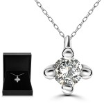 0,15 Karat Diamant Anhänger 4-er Krappe, Weißgold 585 / 14K, Höhe 5.9 mm, Breite 4.4 mm, Gewicht ca. 0.15 g