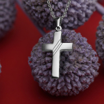 Anhänger Kreuz gesandelt/glanz/diam. Weißgold 18 mm