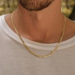 Goldkette als Panzerkette facettiert in Gelbgold 585 / 14K, 55 cm lang, 5 mm breit, Gewicht ca. 14.8 g.