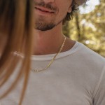 Goldkette als Panzerkette facettiert in Gelbgold 585 / 14K, 55 cm lang, 5 mm breit, Gewicht ca. 14.8 g.