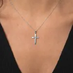 Anhänger Kreuz seidenmatt, Weißgold 585 / 14K, Höhe 21.0 mm, Breite 14.0 mm, Gewicht ca. 0.71 g