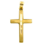 Anhänger Kreuz seidenmatt Gelbgold in 28.5 mm