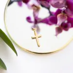 Anhänger Kreuz glanz , Gelbgold 585 / 14K, Höhe 20 mm, Gewicht ca. 0,97 g