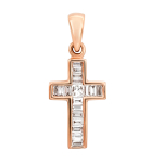 Diamant Anhänger Kreuz mit Öse Rotgold in 13.0 mm