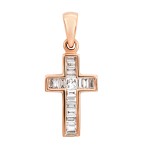 Diamant Anhänger Kreuz mit Öse, Rotgold 750 / 18K, Höhe 13.0 mm, Breite 8.3 mm, Gewicht ca. 0.67 g