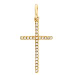 0,06 Karat Diamant Anhänger Kreuz mit Öse Gelbgold in 15.1 mm
