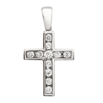 0,20 Karat Diamant Anhänger Kreuz mit Öse Weißgold in 20.0 mm