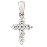 0,24 Karat Diamant Anhänger Kreuz mit Öse, Weißgold 750 / 18K, Höhe 13.5 mm, Breite 8.3 mm, Gewicht ca. 0.82 g