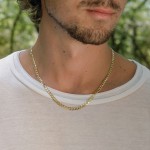 Goldkette als Panzerkette weit in Gelbgold 333 / 8K, 100 cm lang, 3,9 mm breit, Gewicht ca. 15.5 g.