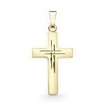 Anhänger Kreuz seidenmatt/diamantiert Gelbgold 21 mm