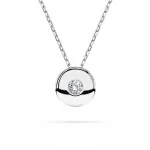 0,04 Karat Diamant Anhänger Zarge Weißgold 585 (14K) mit Goldkette für Damen