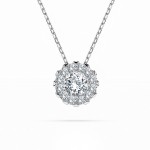 Diamantanhänger in 0,1 Karat, Weißgold 585 / 14 Karat, mit einer 585ger Goldkette in 45 (42+3) cm lang, Gewicht ca. 1,7 g.