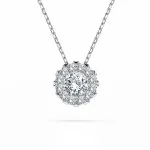 Diamantanhänger in 0,1 Karat, Weißgold 585 / 14 Karat, mit einer 585ger Goldkette in 45 (42+3) cm lang, Gewicht ca. 1,7 g.