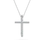 0,14 Karat Diamant Anhänger Kreuz Weißgold 585 (14K) mit Goldkette für Damen