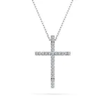 0,14 Karat Diamant Anhänger Kreuz Weißgold 585 (14K) mit Goldkette für Damen
