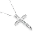 0,14 Karat Diamant Anhänger Kreuz Weißgold 585 (14K) mit Goldkette für Damen