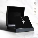0,14 Karat Diamant Anhänger Kreuz Weißgold 585 (14K) mit Goldkette für Damen