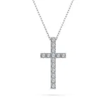 0,2 Karat Diamant Anhänger Kreuz Weißgold 585 (14K) mit Goldkette für Damen