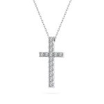 0,2 Karat Diamant Anhänger Kreuz Weißgold 585 (14K) mit Goldkette für Damen