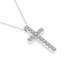 Diamantanhänger in 0,2 Karat, Weißgold 585 / 14 Karat, mit einer 585ger Goldkette, Gewicht ca. 2,3 g.