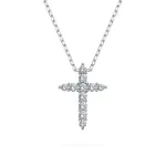 0,09 Karat Diamant Anhänger Kreuz Weißgold 585 (14K) mit Goldkette für Damen
