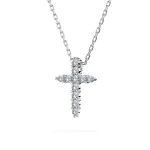 0,09 Karat Diamant Anhänger Kreuz Weißgold 585 (14K) mit Goldkette für Damen