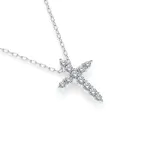0,09 Karat Diamant Anhänger Kreuz Weißgold 585 (14K) mit Goldkette für Damen