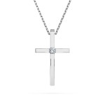 Diamantanhänger in 0,03 Karat, Weißgold 585 / 14 Karat, mit einer 585ger Goldkette in 45 (42+3) cm lang, Gewicht ca. 2 g.