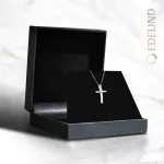 0,03 Karat Diamant Anhänger Kreuz Weißgold 585 (14K) mit Goldkette für Damen