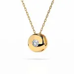 0,04 Karat Diamant Anhänger Zarge Gelbgold 585 (14K) mit Goldkette für Damen