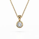 Diamantanhänger in 0,1 Karat, Gelbgold 585 / 14 Karat, mit einer 585ger Goldkette, Gewicht ca. 1,6 g.