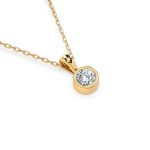 Diamantanhänger in 0,1 Karat, Gelbgold 585 / 14 Karat, mit einer 585ger Goldkette, Gewicht ca. 1,6 g.