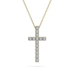 0,2 Karat Diamant Anhänger Kreuz Gelbgold 585 (14K) mit Goldkette für Damen