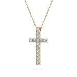 0,2 Karat Diamant Anhänger Kreuz Gelbgold 585 (14K) mit Goldkette für Damen