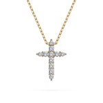 Diamantanhänger in 0,09 Karat, Gelbgold 585 / 14 Karat, mit einer 585ger Goldkette in 45 (42+3) cm lang, Gewicht ca. 1,4 g.