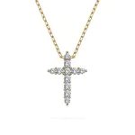0,09 Karat Diamant Anhänger Kreuz Gelbgold 585 (14K) mit Goldkette für Damen