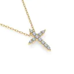 Diamantanhänger in 0,09 Karat, Gelbgold 585 / 14 Karat, mit einer 585ger Goldkette in 45 (42+3) cm lang, Gewicht ca. 1,4 g.