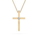 Diamantanhänger in 0,03 Karat, Gelbgold 585 / 14 Karat, mit einer 585ger Goldkette in 45 (42+3) cm lang, Gewicht ca. 2 g.