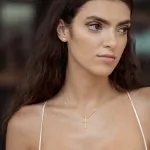 0,03 Karat Diamant Anhänger 4 Krappe Rotgold 585 (14K) mit Goldkette für Damen