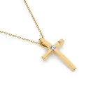 Diamantanhänger in 0,03 Karat, Gelbgold 585 / 14 Karat, mit einer 585ger Goldkette in 45 (42+3) cm lang, Gewicht ca. 2 g.