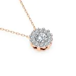 Diamantanhänger in 0,1 Karat, Rotgold 585 / 14 Karat, mit einer 585ger Goldkette