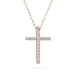 0,14 Karat Diamant Anhänger Kreuz Rotgold 585 (14K) mit Goldkette für Damen