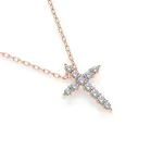 Diamantanhänger in 0,09 Karat, Rotgold 585 / 14 Karat, mit einer 585ger Goldkette