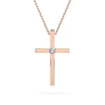 Diamantanhänger in 0,03 Karat, Rotgold 585 / 14 Karat, mit einer 585ger Goldkette