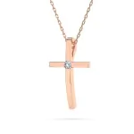 Diamantanhänger in 0,03 Karat, Rotgold 585 / 14 Karat, mit einer 585ger Goldkette