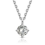 Diamantanhänger in 0,15 Karat, Weißgold 585 / 14 Karat, mit einer 585ger Goldkette in 42 cm lang, 0,9 mm breit, Gewicht ca. 1,92 g.